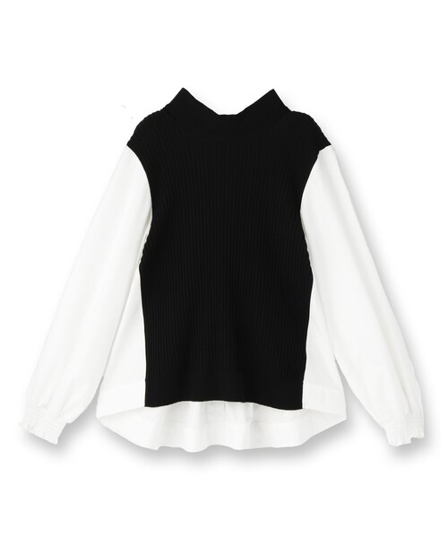 UNTITLED(アンタイトル)の「【TORRAZZO DONNA】ニット×ファブリック ハイブリッドブラウス(シャツ/ブラウス・レディース・ネイビー/ブラック/ブラック系4・02)」の16枚目の写真