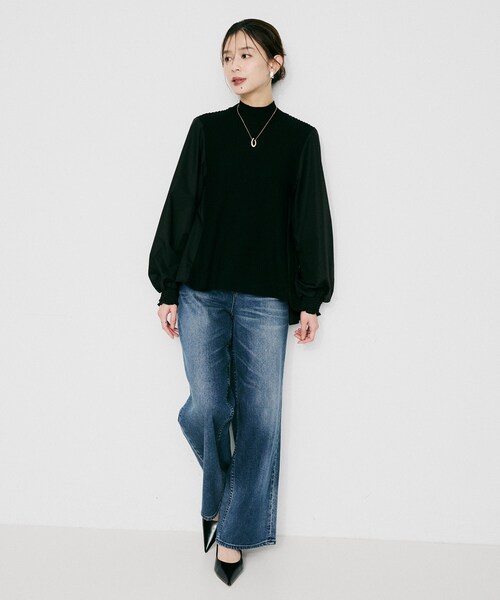 UNTITLED(アンタイトル)の「【TORRAZZO DONNA】ニット×ファブリック ハイブリッドブラウス(シャツ/ブラウス・レディース・ネイビー/ブラック/ブラック系4・02)」の19枚目の写真