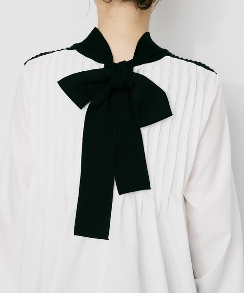 UNTITLED(アンタイトル)の「【TORRAZZO DONNA】ニット×ファブリック ハイブリッドブラウス(シャツ/ブラウス・レディース・ネイビー/ブラック/ブラック系4・02)」の12枚目の写真