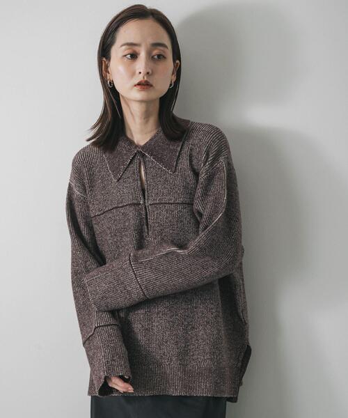 SENSE OF PLACE by URBAN RESEARCH(センスオブプレイスバイアーバンリサーチ)の「ルーズフカVネックセーター(ニット/セーター・レディース・ブラック/ブラウン/レッド・ONE)」の8枚目の写真