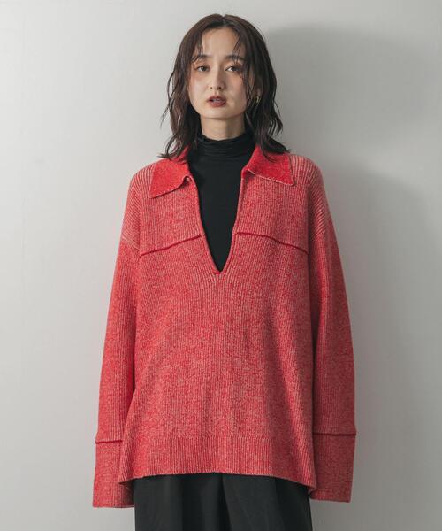 SENSE OF PLACE by URBAN RESEARCH(センスオブプレイスバイアーバンリサーチ)の「ルーズフカVネックセーター(ニット/セーター・レディース・ブラック/ブラウン/レッド・ONE)」の22枚目の写真