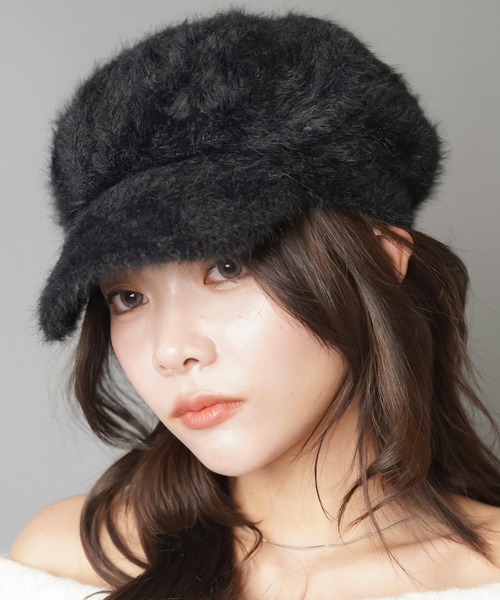 SPINNS（スピンズ）の「ビッグシャギーキャスケット（キャスケット・レディース・ホワイト/ブラック・ONESIZE）」の2枚目の写真