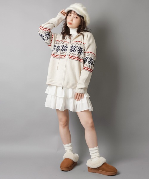 SPINNS（スピンズ）の「ビッグシャギーキャスケット（キャスケット・レディース・ホワイト/ブラック・ONESIZE）」の20枚目の写真