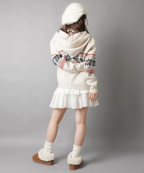 SPINNS（スピンズ）の「ビッグシャギーキャスケット（キャスケット・レディース・ホワイト/ブラック・ONESIZE）」の21枚目の写真