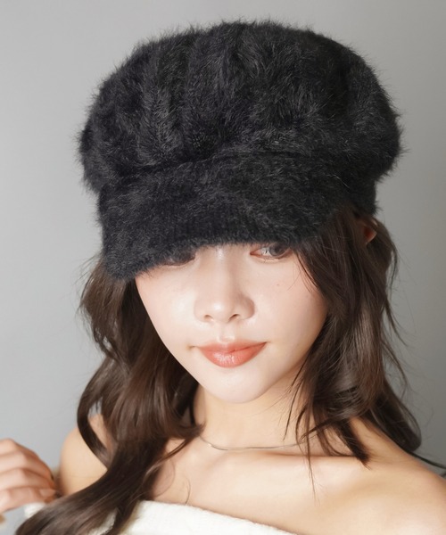 SPINNS（スピンズ）の「ビッグシャギーキャスケット（キャスケット・レディース・ホワイト/ブラック・ONESIZE）」の12枚目の写真