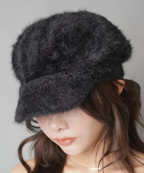 SPINNS（スピンズ）の「ビッグシャギーキャスケット（キャスケット・レディース・ホワイト/ブラック・ONESIZE）」の14枚目の写真