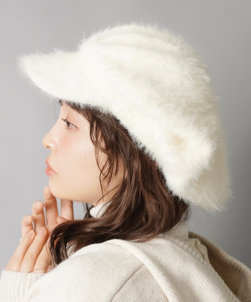 SPINNS（スピンズ）の「ビッグシャギーキャスケット（キャスケット・レディース・ホワイト/ブラック・ONESIZE）」の10枚目の写真