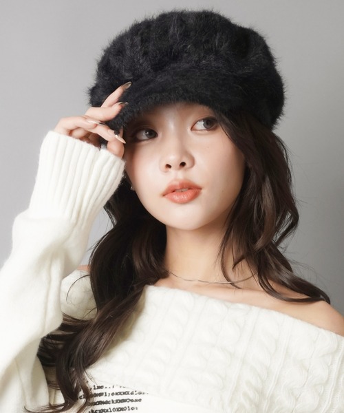 SPINNS（スピンズ）の「ビッグシャギーキャスケット（キャスケット・レディース・ホワイト/ブラック・ONESIZE）」の13枚目の写真