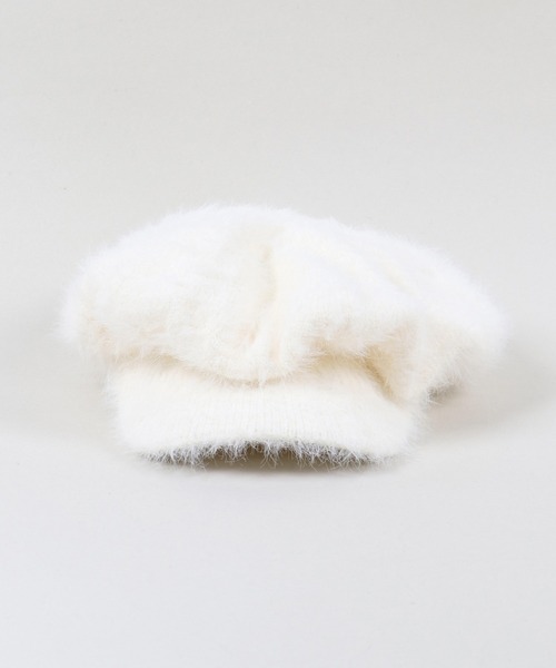 SPINNS（スピンズ）の「ビッグシャギーキャスケット（キャスケット・レディース・ホワイト/ブラック・ONESIZE）」の5枚目の写真