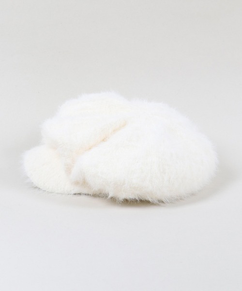 SPINNS（スピンズ）の「ビッグシャギーキャスケット（キャスケット・レディース・ホワイト/ブラック・ONESIZE）」の6枚目の写真