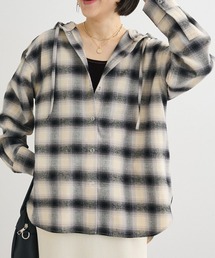 Green　Parks（グリーンパークス）の「ネルチェックフードシャツ（シャツ/ブラウス）」