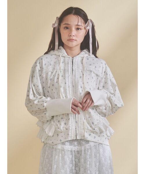 merry jenny（メリージェニー）の「frill lace puff hoodie（パーカー・レディース・アイボリー/グレー・FREE）」の17枚目の写真