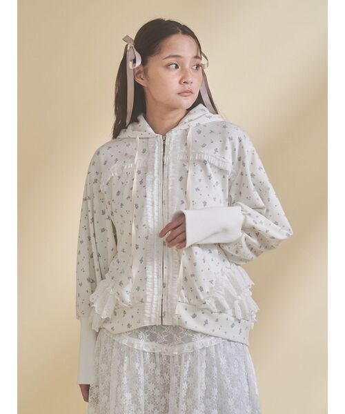 merry jenny（メリージェニー）の「frill lace puff hoodie（パーカー・レディース・アイボリー/グレー・FREE）」の19枚目の写真