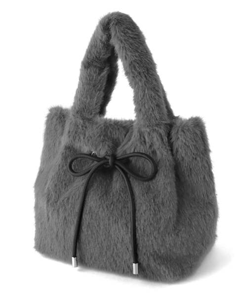 ANEMONE（アネモネ）の「リボンエコファートートバッグ（トートバッグ・レディース・ダークグレー/ライトグレー/グレイッシュベージュ・FREE）」の2枚目の写真