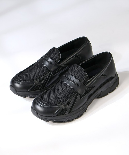 exclamation(エクスクラメーション)の「+4.5cm 軽量厚底 スニーカーソールローファー(ローファー・メンズ・ブラック/シルバー・40/42/44/46)」の10枚目の写真