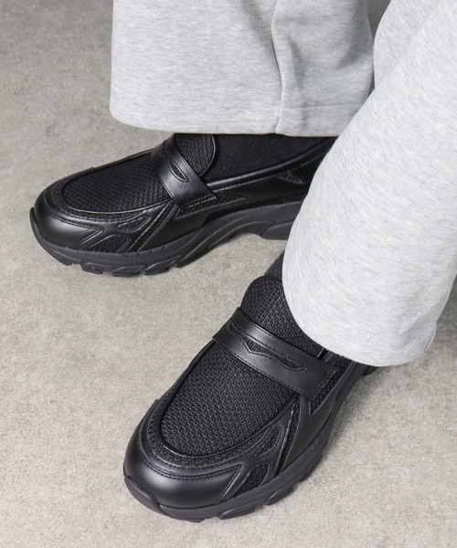 exclamation(エクスクラメーション)の「+4.5cm 軽量厚底 スニーカーソールローファー(ローファー・メンズ・ブラック/シルバー・40/42/44/46)」の5枚目の写真