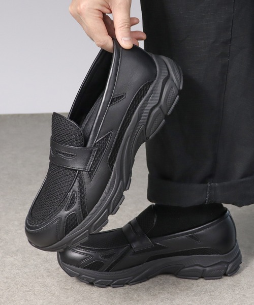 exclamation(エクスクラメーション)の「+4.5cm 軽量厚底 スニーカーソールローファー(ローファー・メンズ・ブラック/シルバー・40/42/44/46)」の7枚目の写真