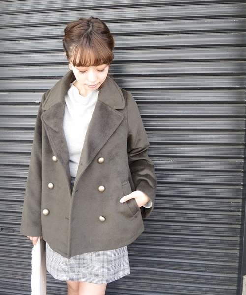 Chico（チコ）の「【who's who Chico】ウールモッサPコート（ピーコート・レディース・ブラック/グレー/オリーブ・FREE）」の3枚目の写真
