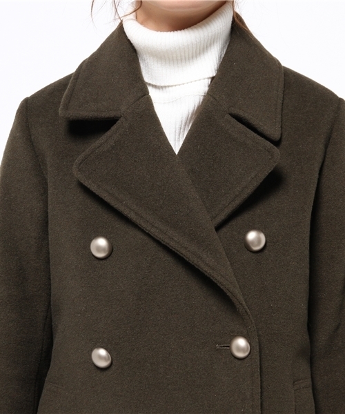 Chico（チコ）の「【who's who Chico】ウールモッサPコート（ピーコート・レディース・ブラック/グレー/オリーブ・FREE）」の4枚目の写真