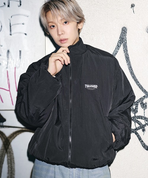 THRASHER（スラッシャー）の「THRASHER×MSG　別注 ボアナイロン2wayリバーシブルブルゾン【UNISEX】（ブルゾン・メンズ・ブラック/ワイン/ブラック系・S/M/L/XL）」の4枚目の写真