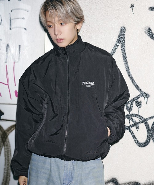 THRASHER（スラッシャー）の「THRASHER×MSG　別注 ボアナイロン2wayリバーシブルブルゾン【UNISEX】（ブルゾン・メンズ・ブラック/ワイン/ブラック系・S/M/L/XL）」の5枚目の写真