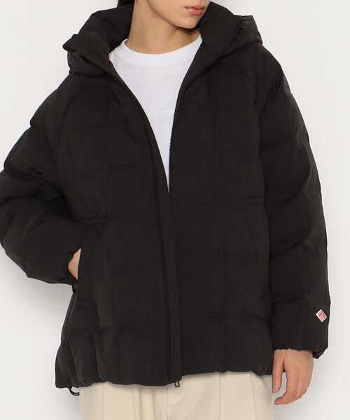 WOMEN'S WOOL LIKE POLYESTER SQUARE QUILTED DOWN JACKET（ダウン