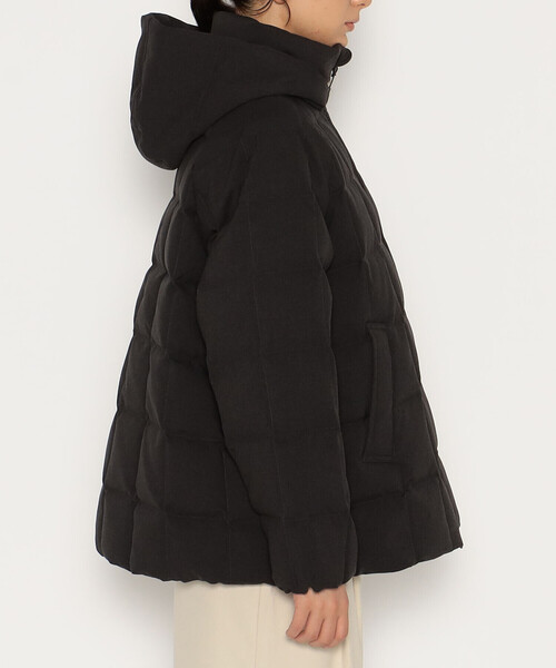 WOMEN'S WOOL LIKE POLYESTER SQUARE QUILTED DOWN JACKET（ダウン