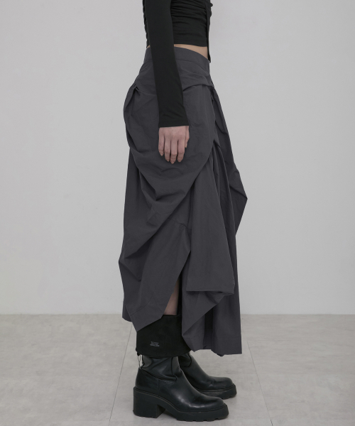 スカート flareup Draped Long Skirt FLAREUP（フレアアップ）の「Asymmetrical Draped Layered Long Skirt