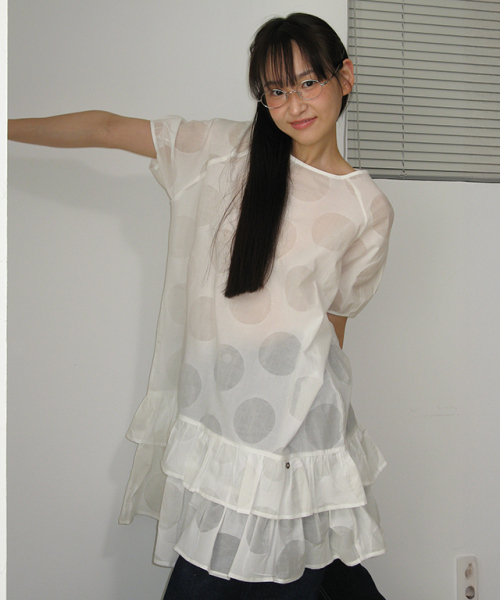 RONRON(ロンロン)の「AIRY DOT RUFFLE LAYERED DRESS WHITE(ワンピース・レディース・その他・FREE)」の1枚目の写真