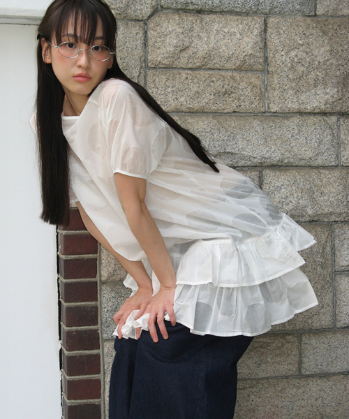 RONRON(ロンロン)の「AIRY DOT RUFFLE LAYERED DRESS WHITE(ワンピース・レディース・その他・FREE)」の2枚目の写真