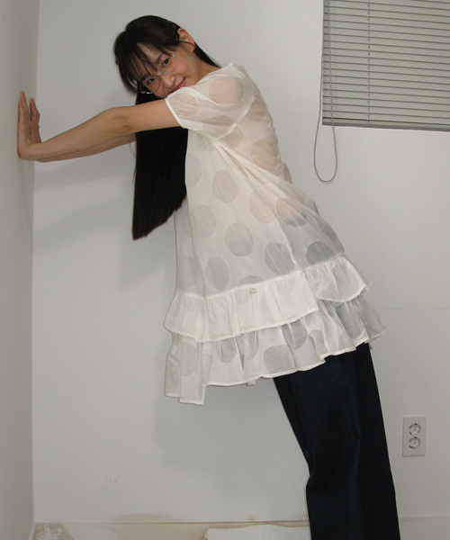 RONRON(ロンロン)の「AIRY DOT RUFFLE LAYERED DRESS WHITE(ワンピース・レディース・その他・FREE)」の3枚目の写真