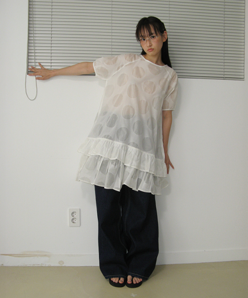 RONRON(ロンロン)の「AIRY DOT RUFFLE LAYERED DRESS WHITE(ワンピース・レディース・その他・FREE)」の4枚目の写真