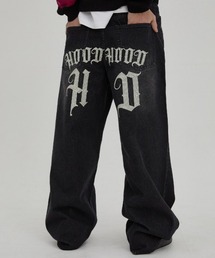 HOODHOOD（フッドフッド）の「【日本未発売/WEB限定】HOODHOOD(フッドフッド)/ユニセックス チェーン エンブロイダリー ワイド デニム パンツ/HD Chain Embroidery Denim Pants（デニムパンツ）」