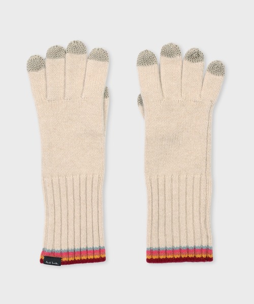 Paul Smith(ポールスミス)の「ウィメンズ ストライプ リブニット グローブ / 255641 TSKG(手袋・レディース・ネイビー/ベージュ・FREE)」の2枚目の写真
