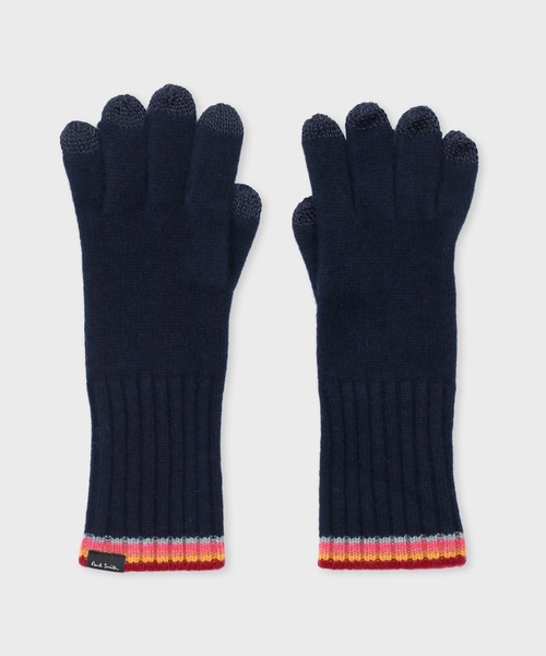 Paul Smith(ポールスミス)の「ウィメンズ ストライプ リブニット グローブ / 255641 TSKG(手袋・レディース・ネイビー/ベージュ・FREE)」の1枚目の写真
