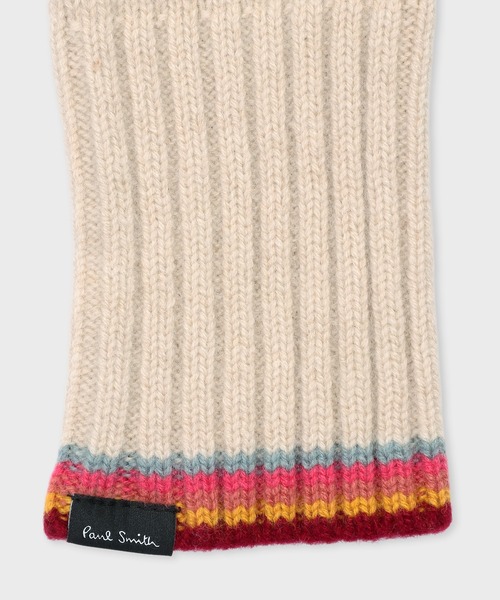 Paul Smith(ポールスミス)の「ウィメンズ ストライプ リブニット グローブ / 255641 TSKG(手袋・レディース・ネイビー/ベージュ・FREE)」の3枚目の写真