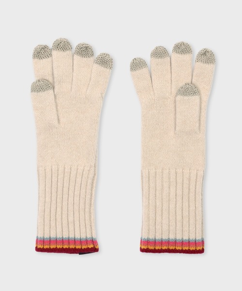 Paul Smith(ポールスミス)の「ウィメンズ ストライプ リブニット グローブ / 255641 TSKG(手袋・レディース・ネイビー/ベージュ・FREE)」の4枚目の写真