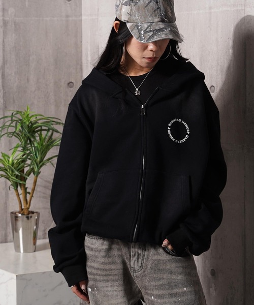 #MEMORY（メモリー）の「【MEMORY】スプレー加工 ダブルZIPパーカー / Spray-Finished Double-Zip Hoodie（パーカー・メンズ・ブラック/グレー/ピンク/ブラック系・M/L/XL）」の2枚目の写真
