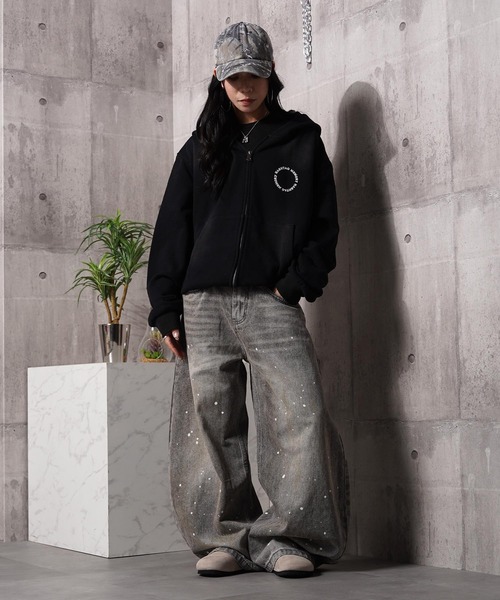 #MEMORY（メモリー）の「【MEMORY】スプレー加工 ダブルZIPパーカー / Spray-Finished Double-Zip Hoodie（パーカー・メンズ・ブラック/グレー/ピンク/ブラック系・M/L/XL）」の21枚目の写真