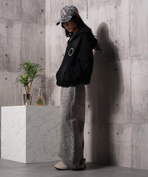 #MEMORY（メモリー）の「【MEMORY】スプレー加工 ダブルZIPパーカー / Spray-Finished Double-Zip Hoodie（パーカー・メンズ・ブラック/グレー/ピンク/ブラック系・M/L/XL）」の20枚目の写真