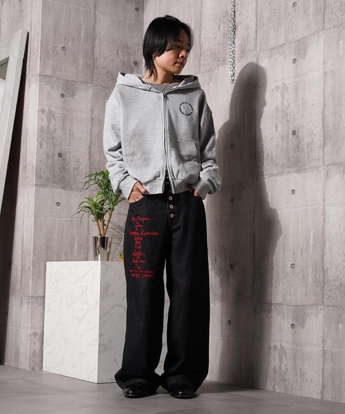 #MEMORY（メモリー）の「【MEMORY】スプレー加工 ダブルZIPパーカー / Spray-Finished Double-Zip Hoodie（パーカー・メンズ・ブラック/グレー/ピンク/ブラック系・M/L/XL）」の14枚目の写真