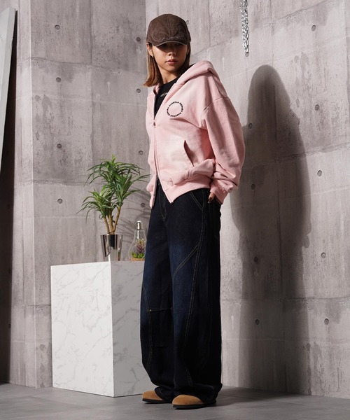 #MEMORY（メモリー）の「【MEMORY】スプレー加工 ダブルZIPパーカー / Spray-Finished Double-Zip Hoodie（パーカー・メンズ・ブラック/グレー/ピンク/ブラック系・M/L/XL）」の6枚目の写真