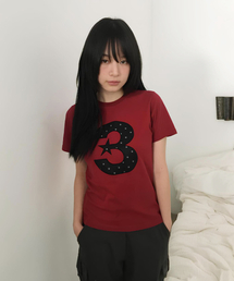 BAUF（バウフ）の「3 logoドットスリムフィットTシャツ[レッド]（Tシャツ/カットソー）」