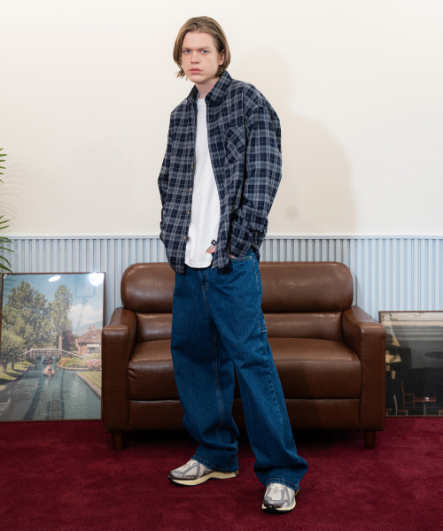 GHOST REPUBLIC(ゴーストリパブリック)の「OMBREチェックオーバーサイズ長袖シャツGLS-704(シャツ/ブラウス・メンズ・ネイビー/ブラック・LARGE/X-LARGE/XX-LARGE)」の9枚目の写真