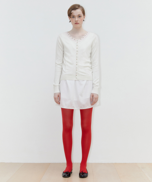 SINOON(シヌーン)の「BEADS POINT CARDIGAN (IVORY)(カーディガン/ボレロ・レディース・アイボリー・FREE)」の5枚目の写真