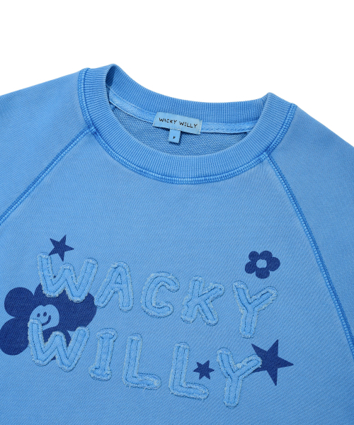 Wacky WiLLy(ワッキーウィリー)の「ウィメンズピグメントアップリケマンツーマンブルー(スウェット・レディース・その他・FREE)」の4枚目の写真