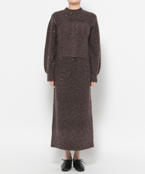 mysty woman（ミスティウーマン）の「シャイニービスチェ付きワンピース 624980（ワンピース・レディース・オフホワイト/グレー/ブラウン・FREE）」の13枚目の写真