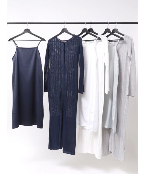TONAL(トーナル)の「透かし編みニットワンピース(ワンピース・レディース・ネイビー/グレー/オフホワイト・MEDIUM)」の10枚目の写真