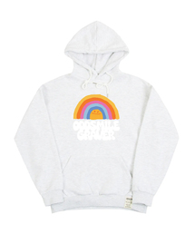 [UNISEX]ODDSMILE レインボースマイルフードパーカー_メランジホワイト