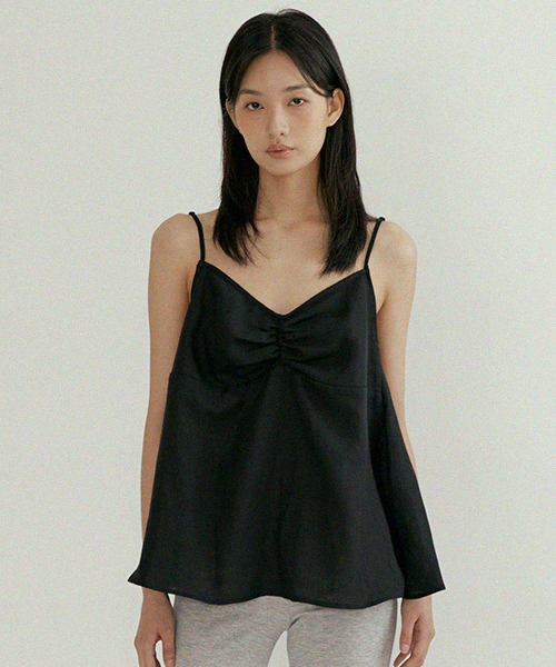 linen bamboo blended sleeveless-black